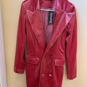 Boohoo beautiful pink velvet blazer dress